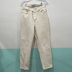 Abercrombie Curve Love High Rise Dad Jeans Ecru